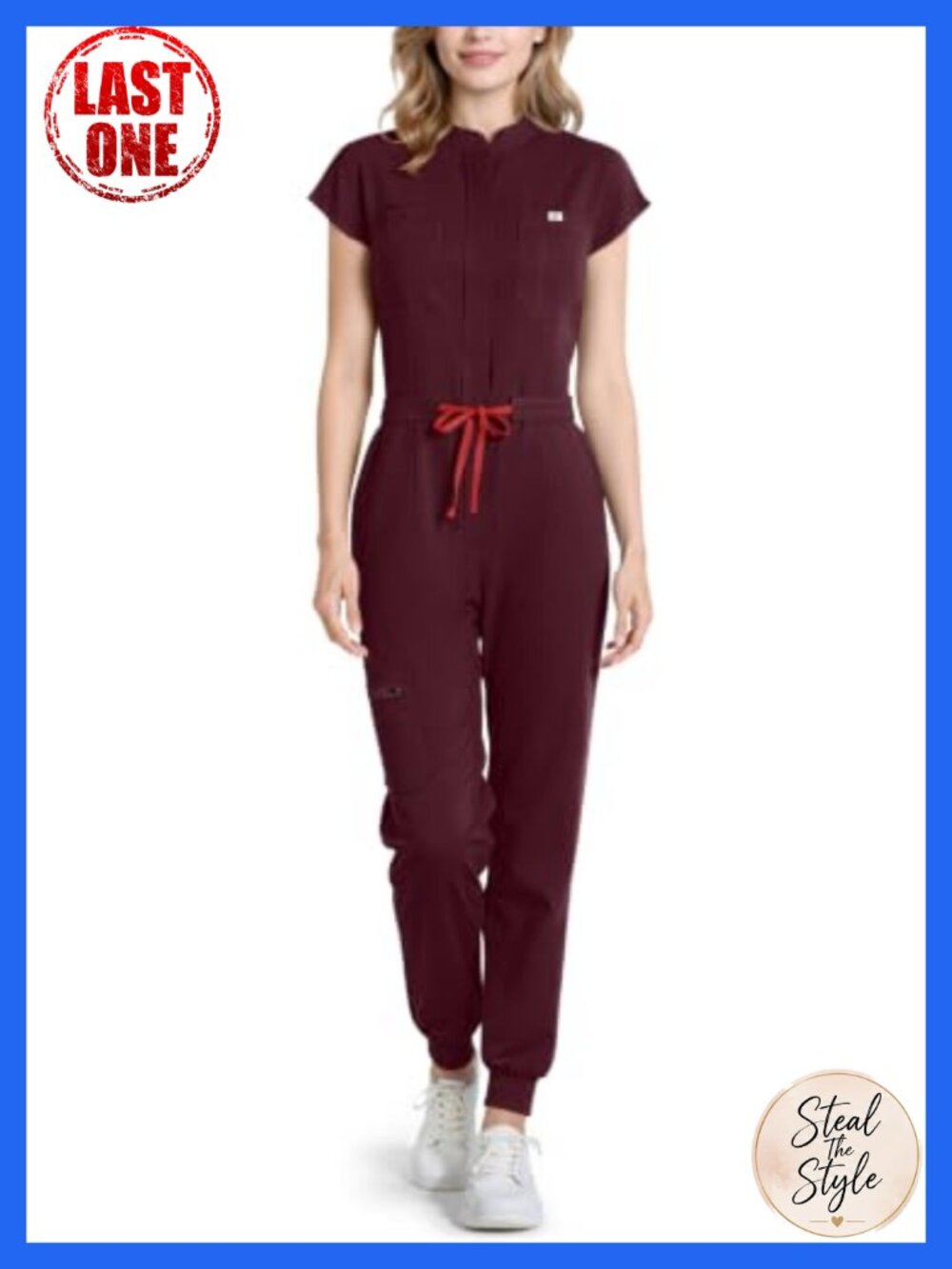 Women's Scrub Jumpsuit One Piece Stand-Up Collar Medical Uniform